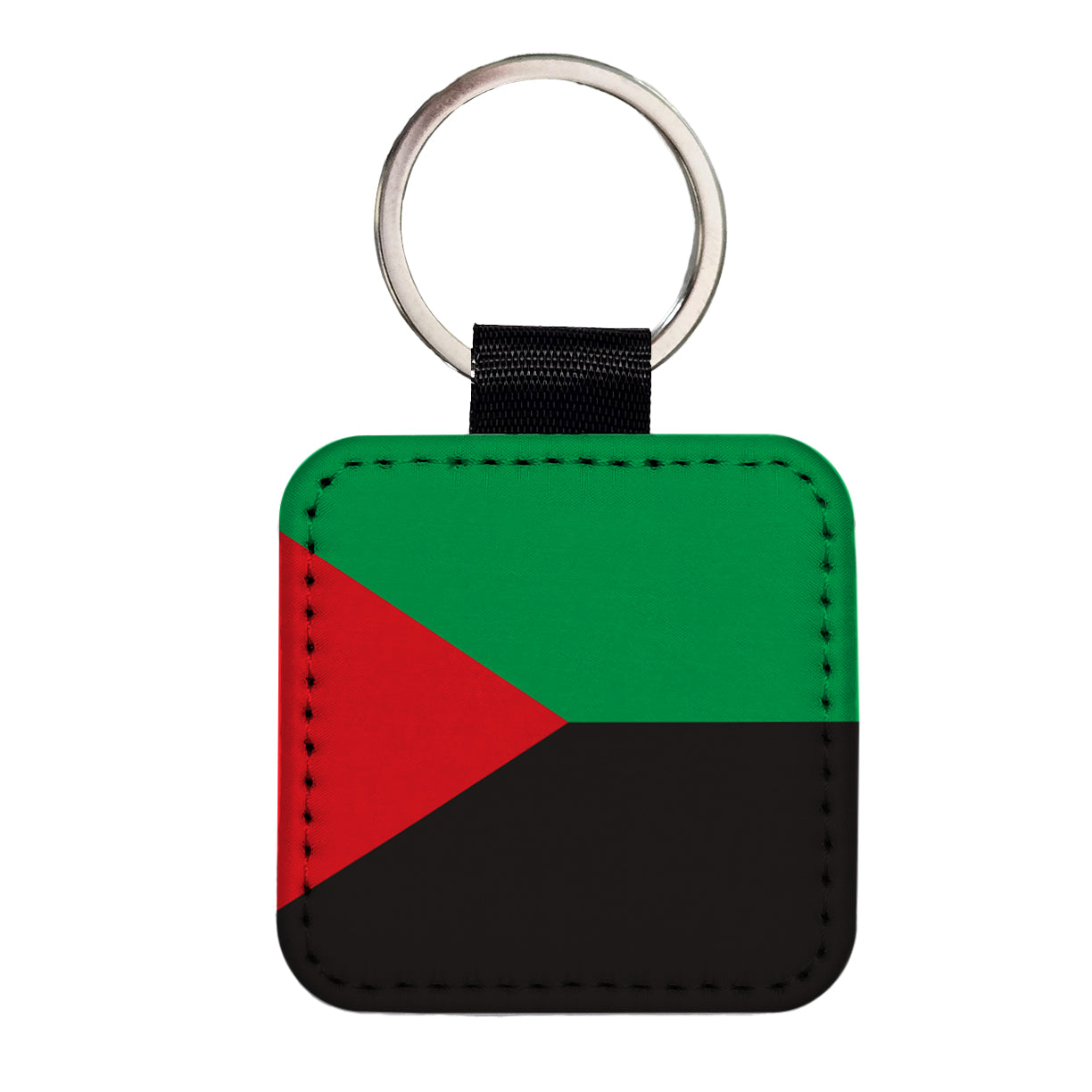 Martinique Country Flag Square Faux Leather Keychain