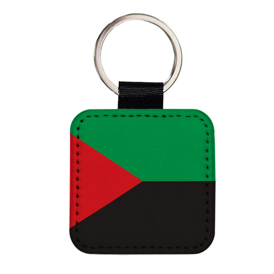 Martinique Country Flag Square Faux Leather Keychain