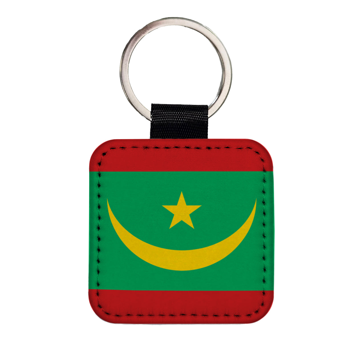 Mauritania Country Flag Square Faux Leather Keychain