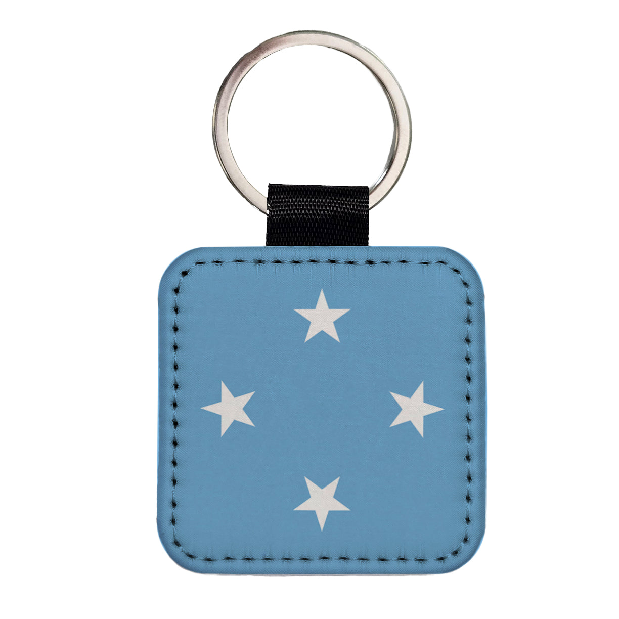 Micronesia Country Flag Square Faux Leather Keychain