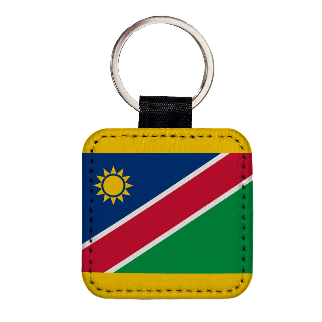Namibia Country Flag Square Faux Leather Keychain