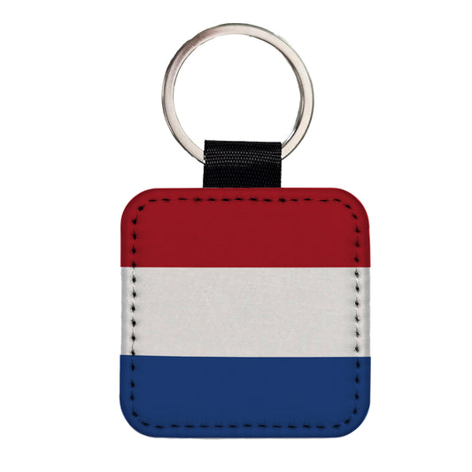 Netherlands (the) Country Flag Square Faux Leather Keychain