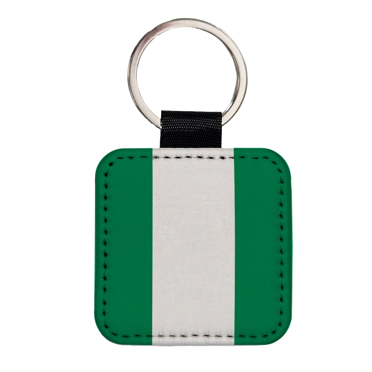 Nigeria Country Flag Square Faux Leather Keychain