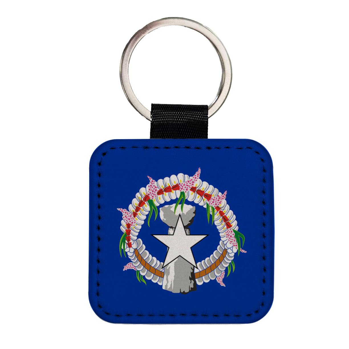 Northern Mariana Islands Country Flag Square Faux Leather Keychain
