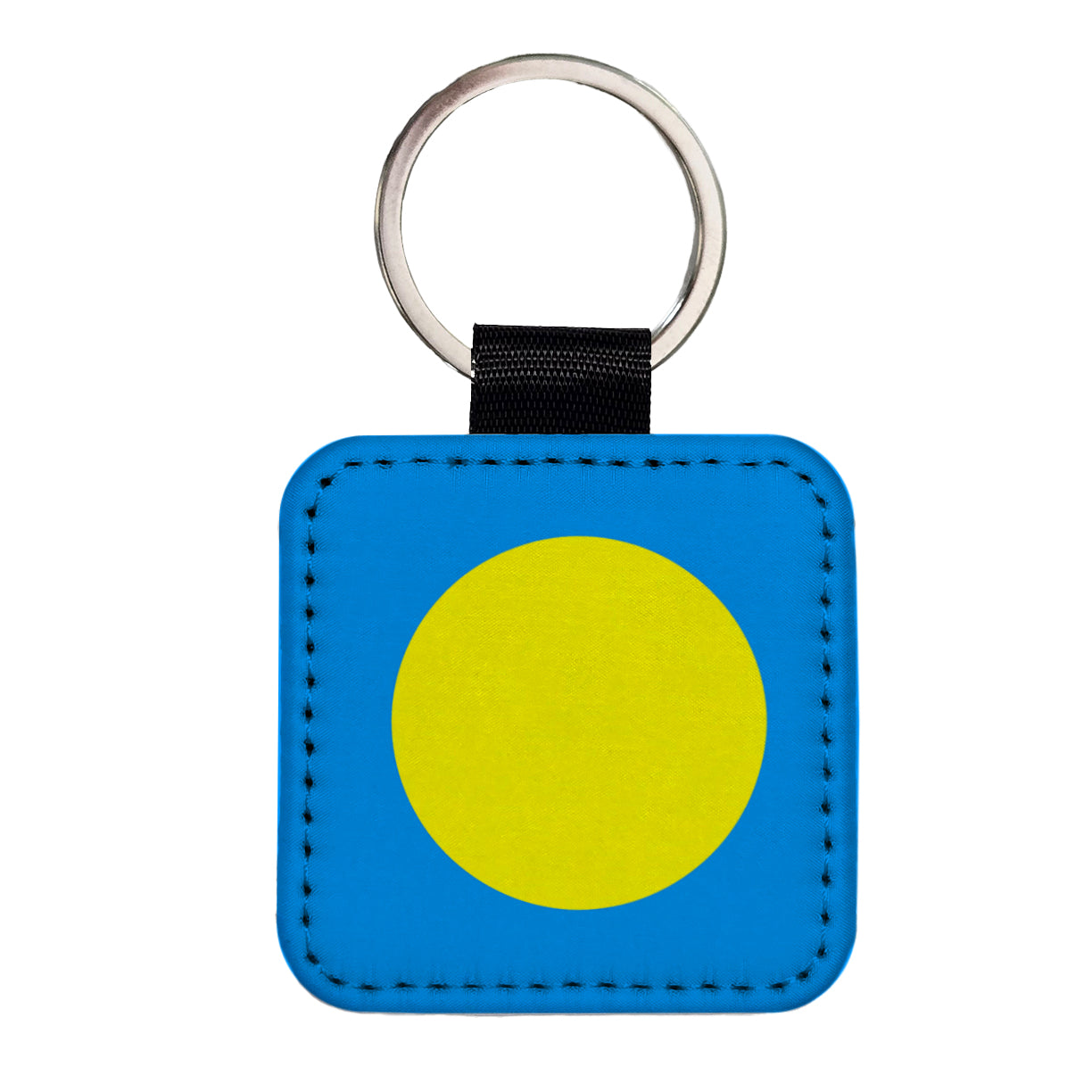 Palau Country Flag Square Faux Leather Keychain