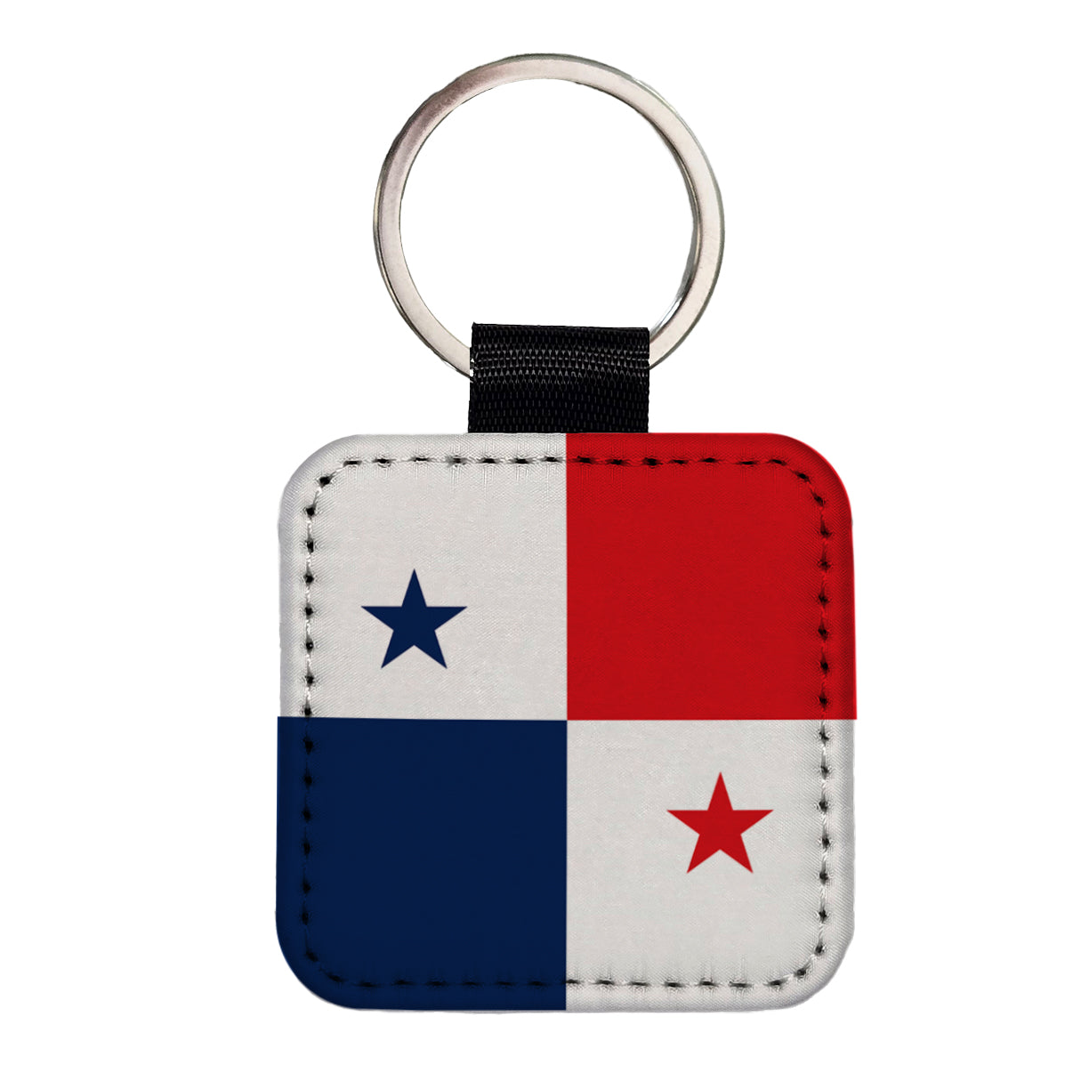 Panama Country Flag Square Faux Leather Keychain