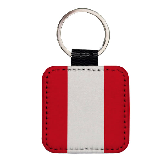 Peru Country Flag Square Faux Leather Keychain