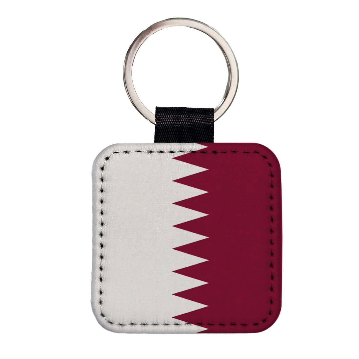 Qatar Country Flag Square Faux Leather Keychain