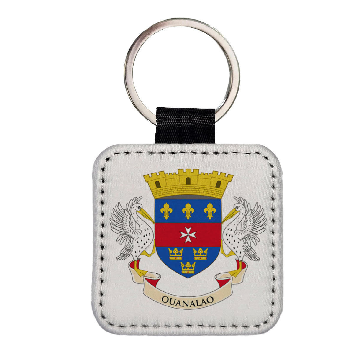 Saint Barthélemy Country Flag Square Faux Leather Keychain