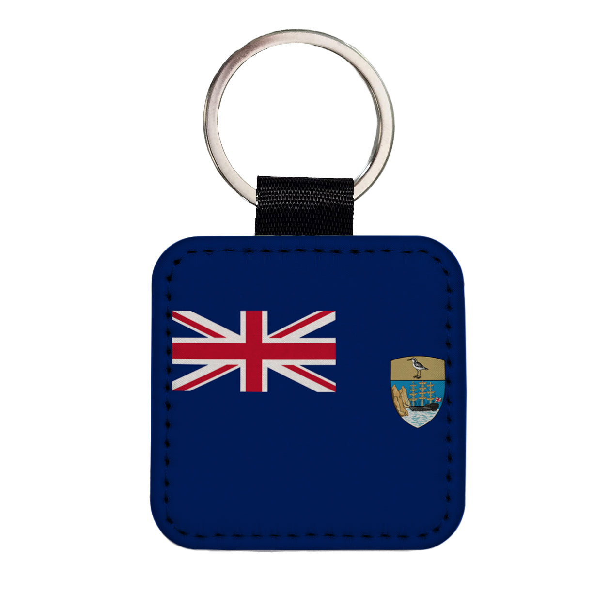 Saint Helena, Ascension and Tristan da Cunha Country Flag Square Faux Leather Keychain