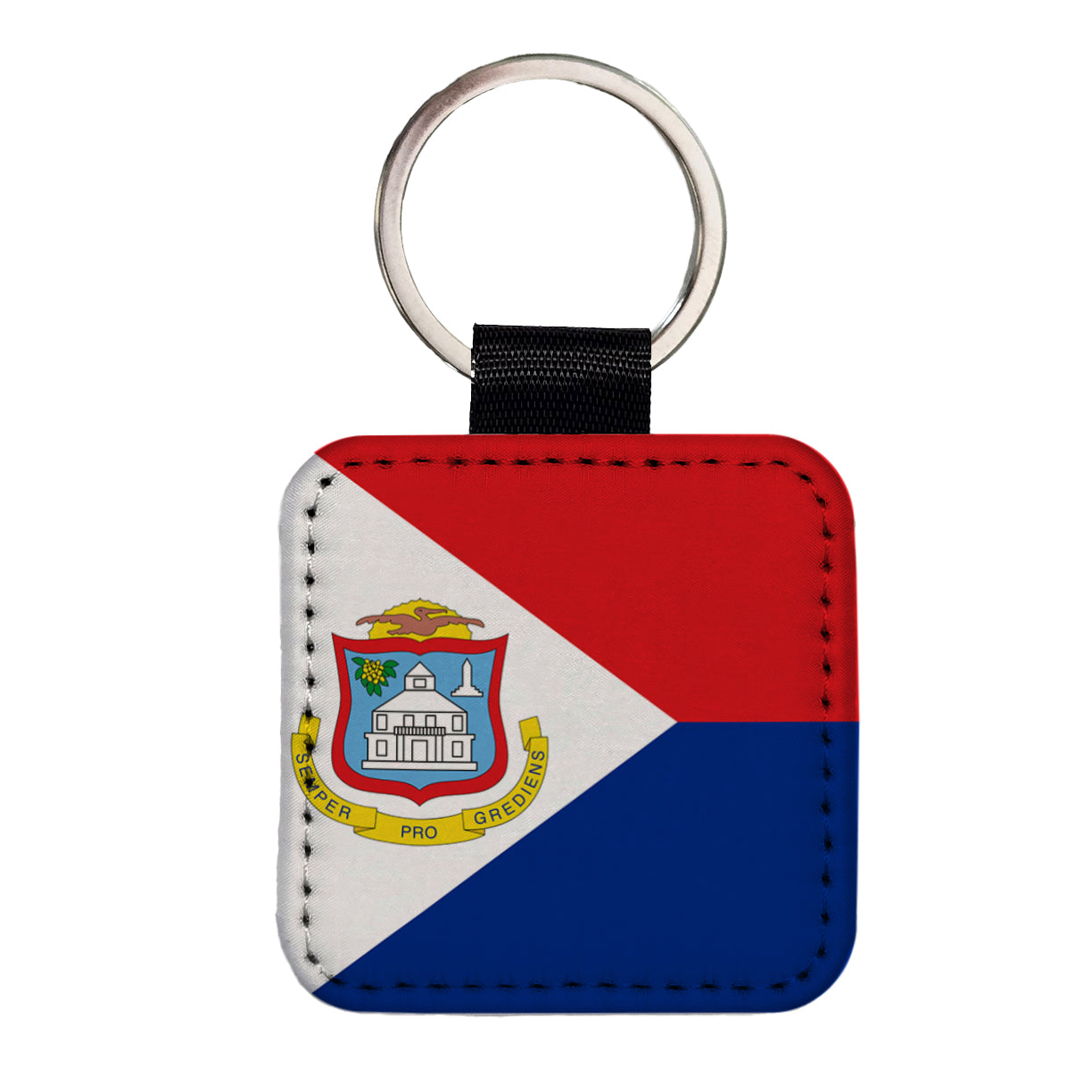 Sint Maarten (Dutch part) Country Flag Square Faux Leather Keychain