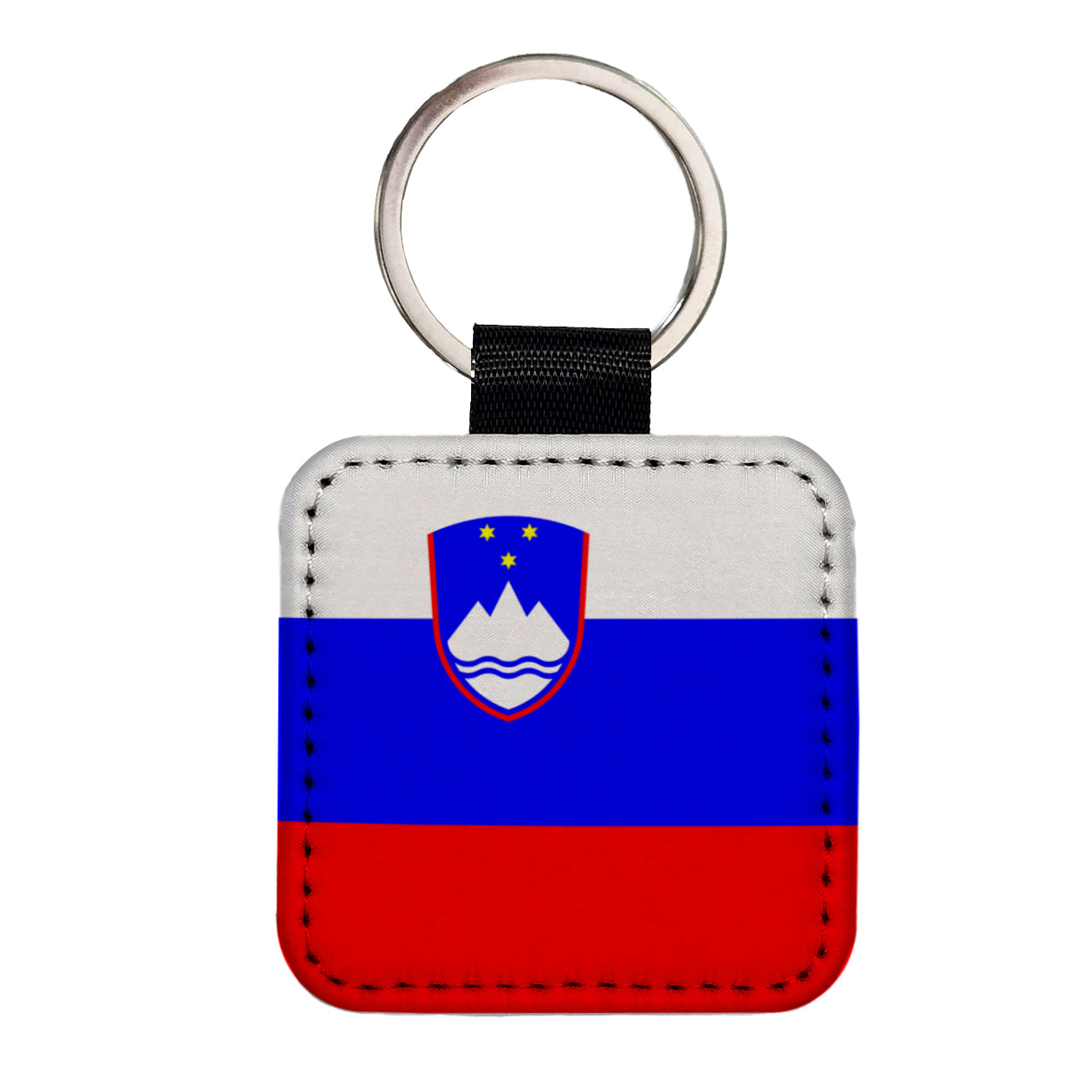 Slovenia Country Flag Square Faux Leather Keychain