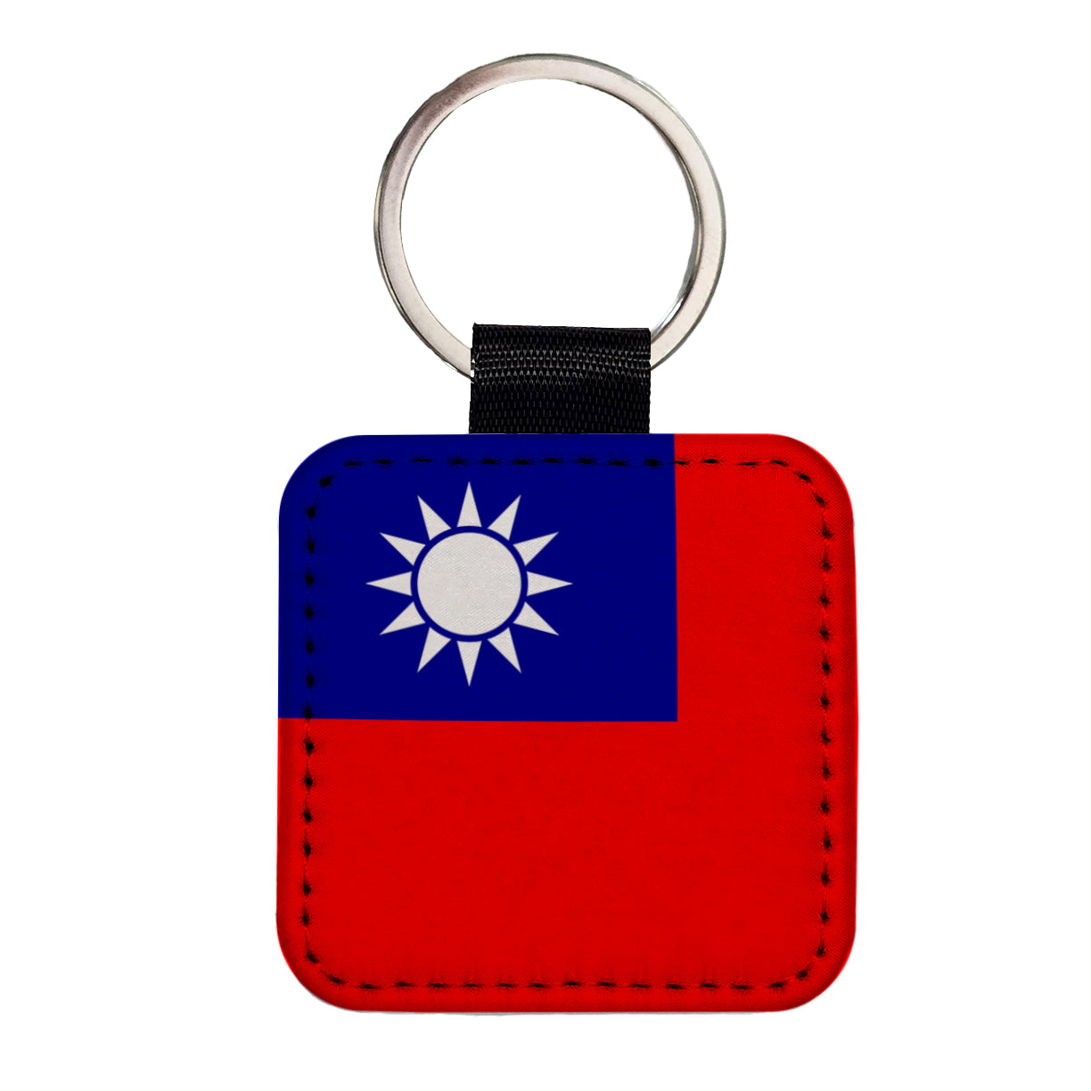 Taiwan Country Flag Square Faux Leather Keychain