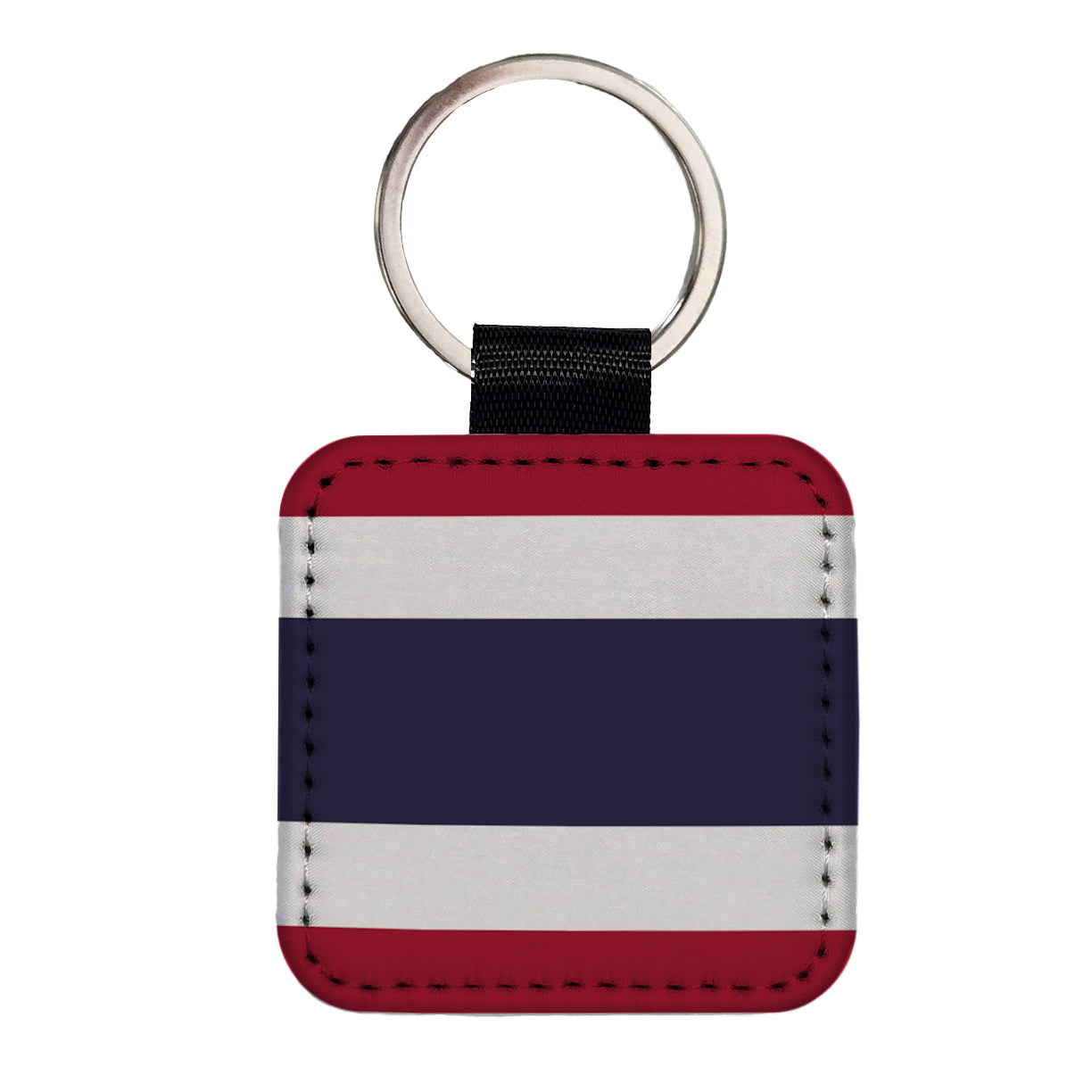 Thailand Country Flag Square Faux Leather Keychain