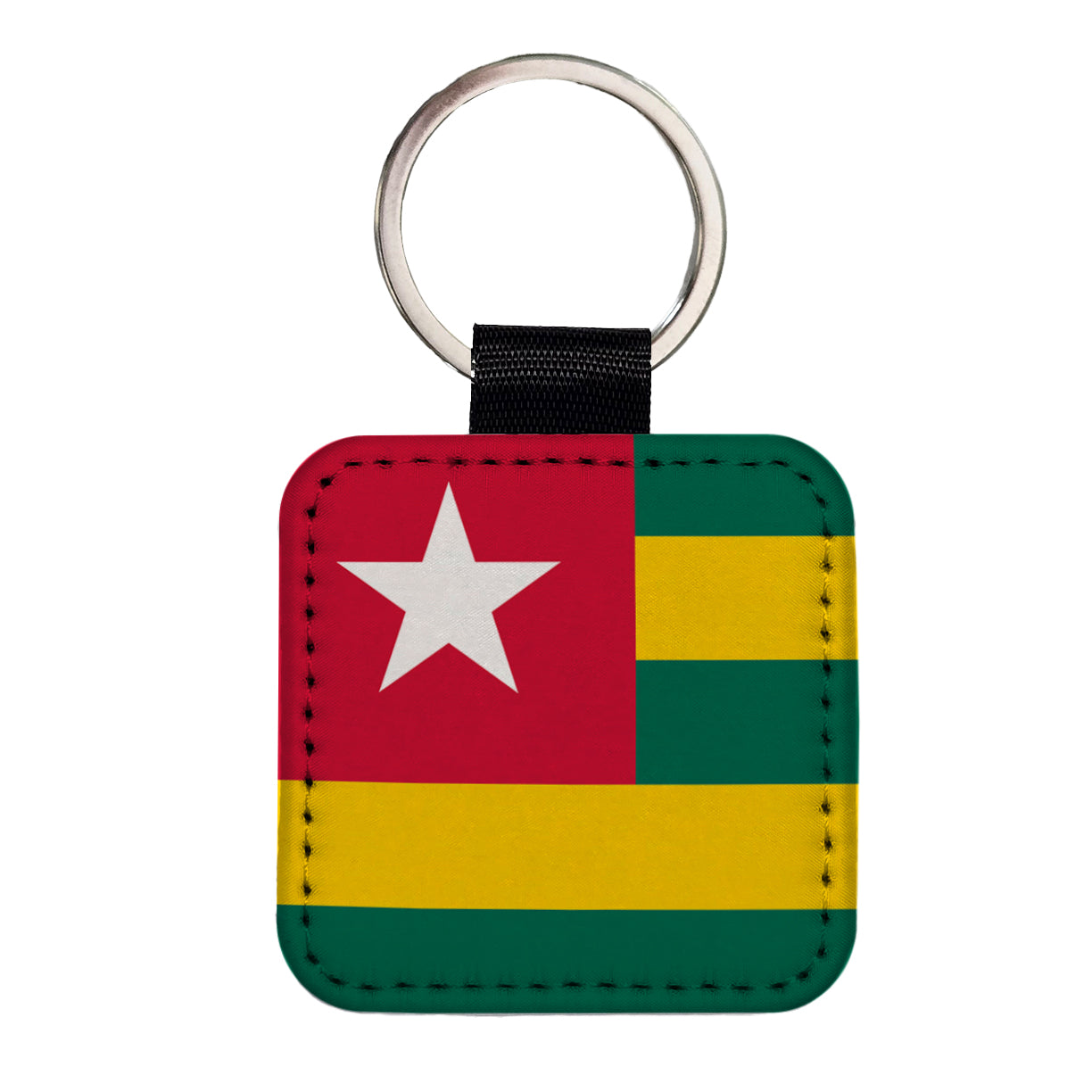 Togo Country Flag Square Faux Leather Keychain