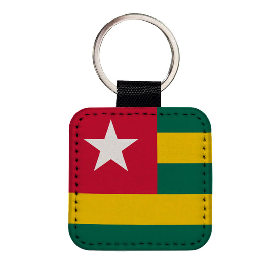 Togo Country Flag Square Faux Leather Keychain
