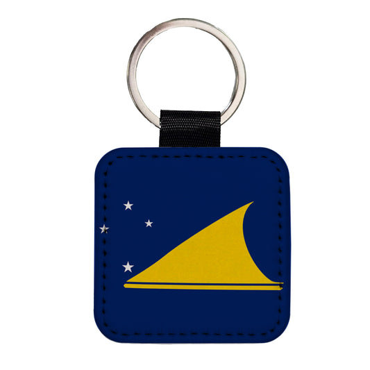 Tokelau Country Flag Square Faux Leather Keychain