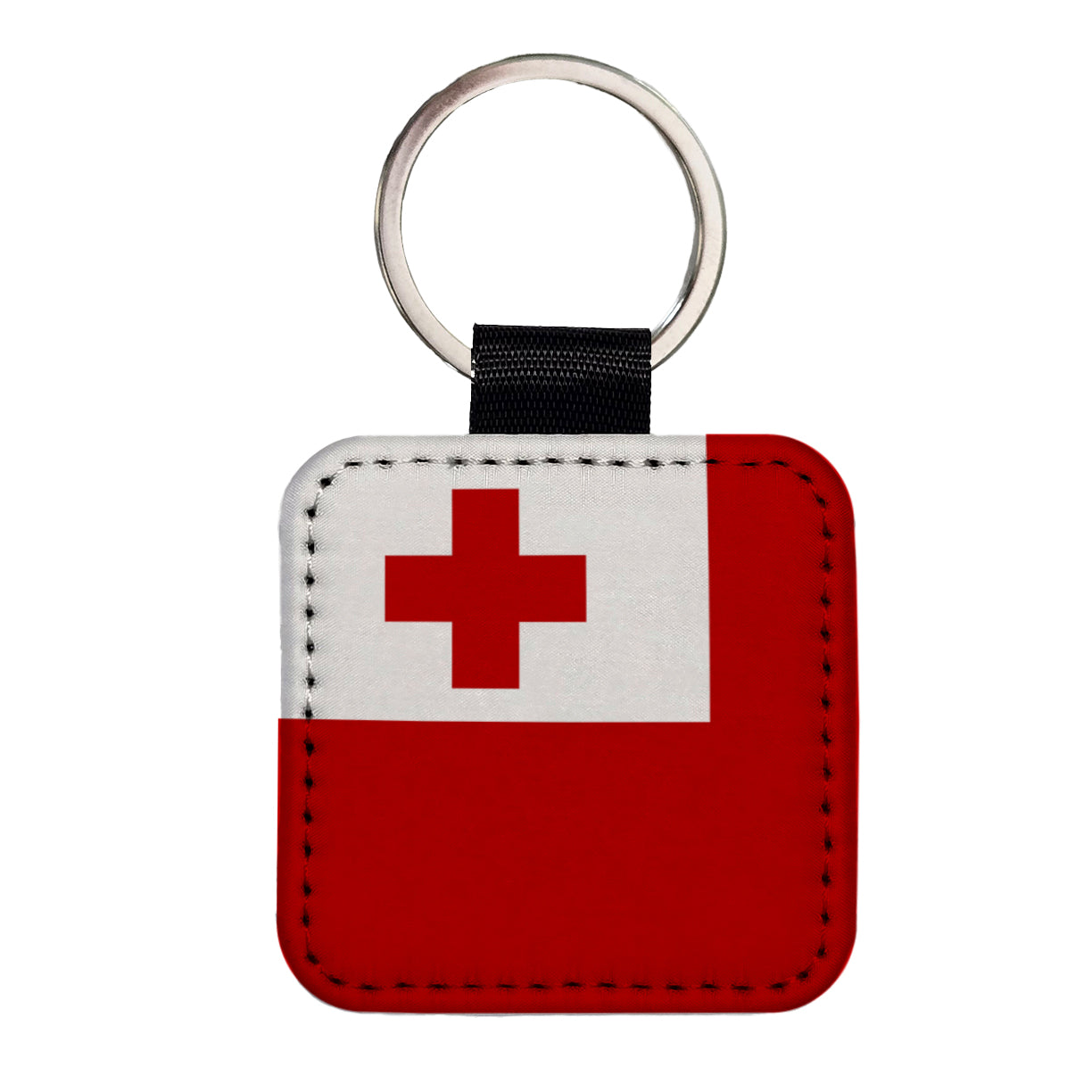 Tonga Country Flag Square Faux Leather Keychain