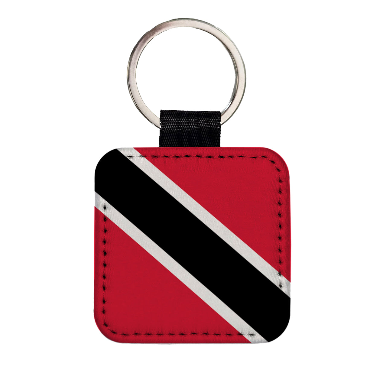 Trinidad and Tobago Country Flag Square Faux Leather Keychain