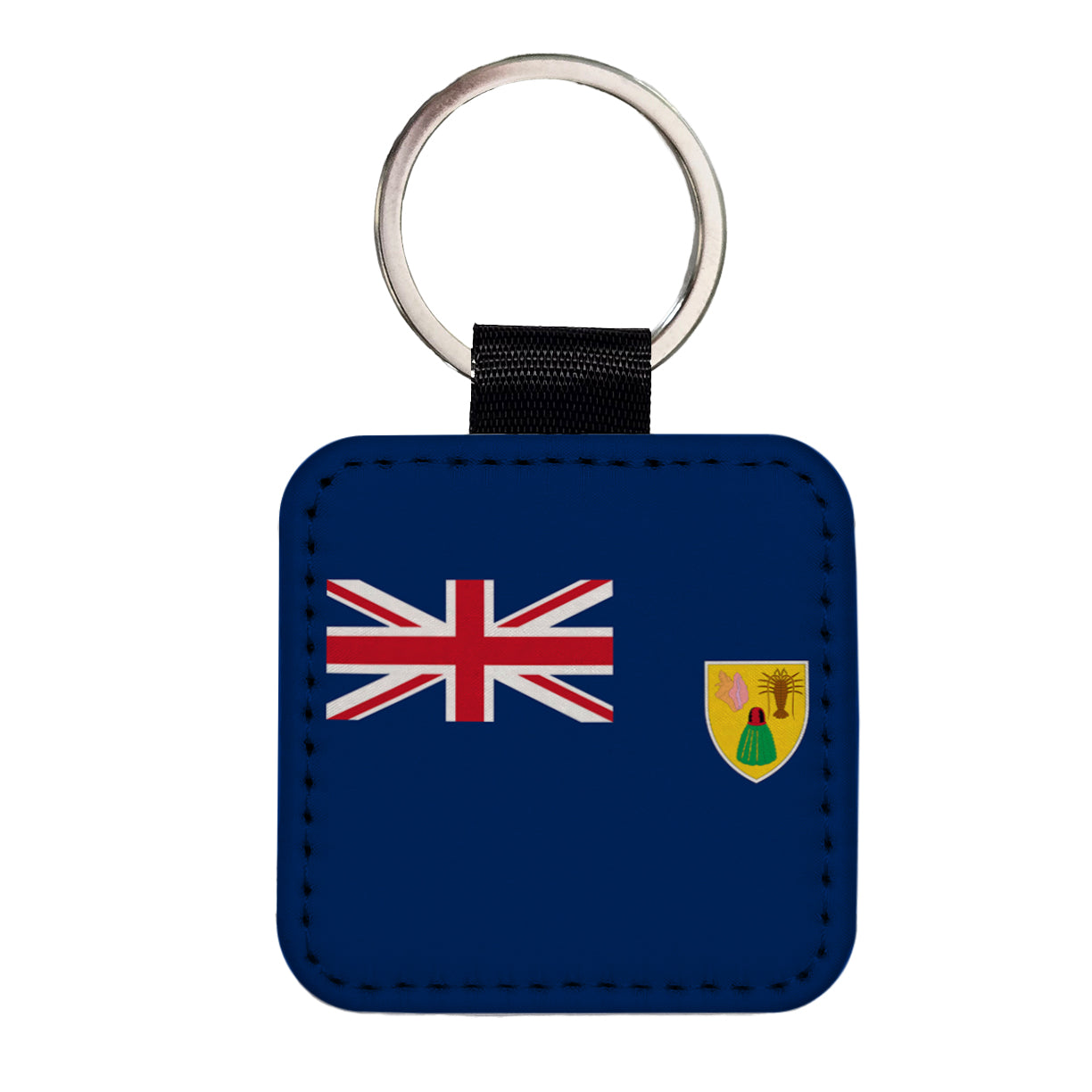 Turks and Caicos Islands Country Flag Square Faux Leather Keychain