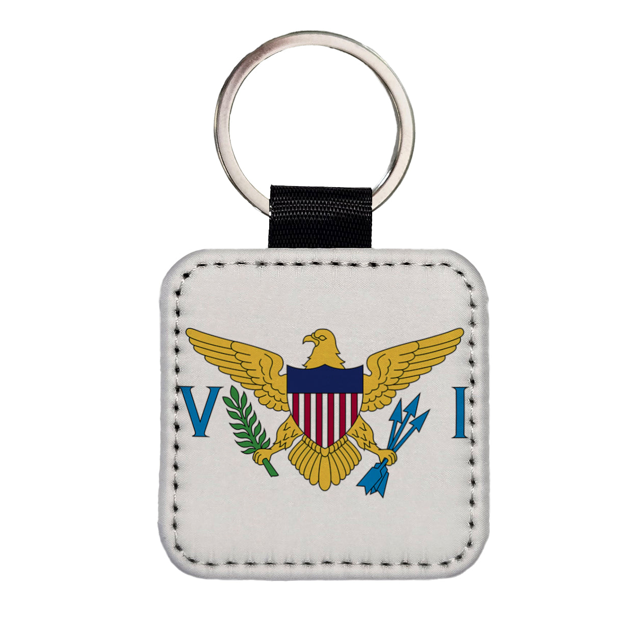 Virgin Islands (U.S.) Country Flag Square Faux Leather Keychain