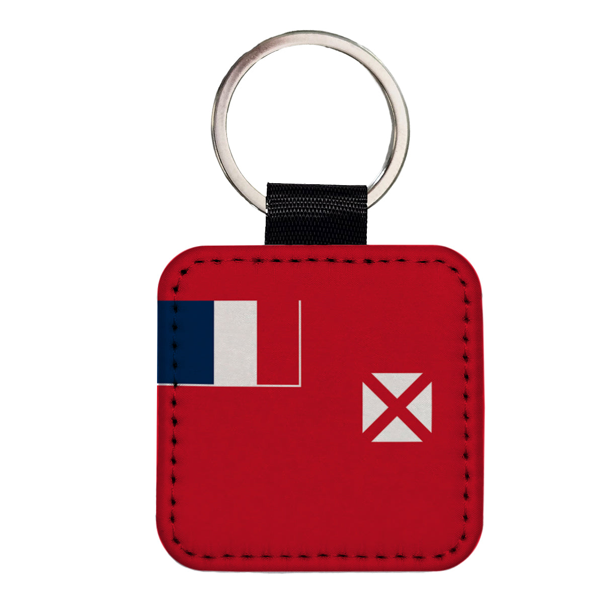Wallis and Futuna Country Flag Square Faux Leather Keychain