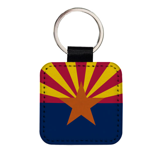 Arizona AZ State Flag Square Faux Leather Keychain