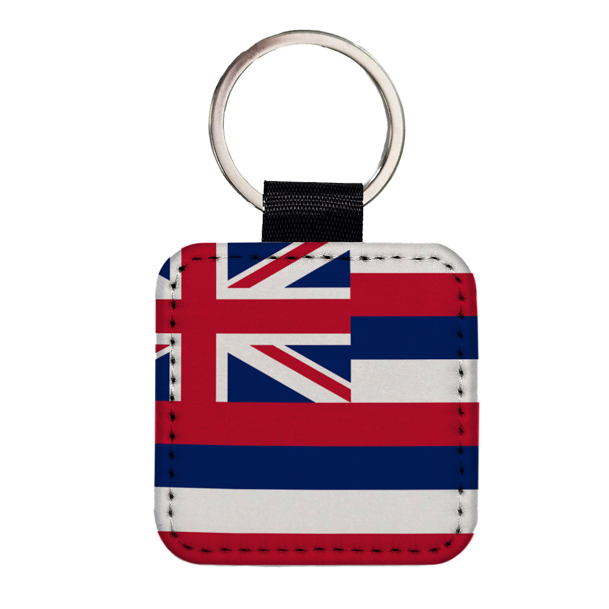 Hawaii HI State Flag Square Faux Leather Keychain