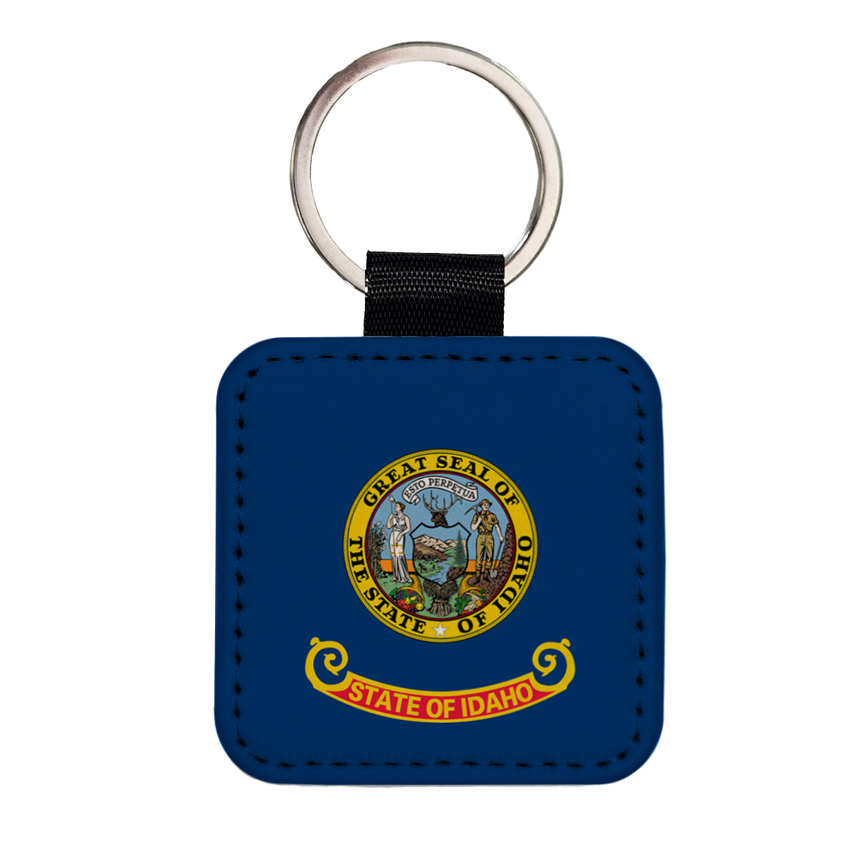 Idaho ID State Flag Square Faux Leather Keychain