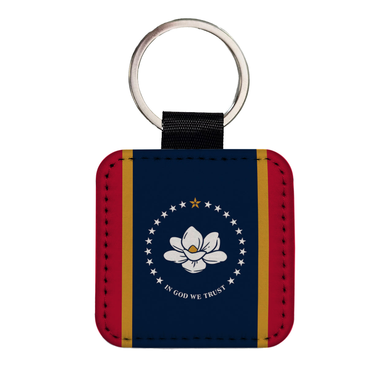 Mississippi MS State Flag Square Faux Leather Keychain