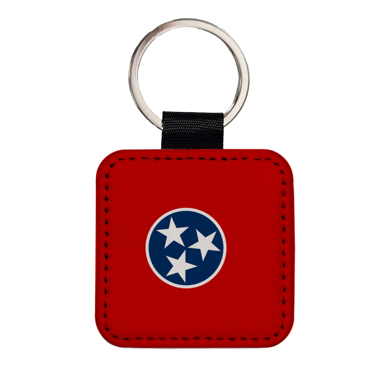 Tennessee TN State Flag Square Faux Leather Keychain