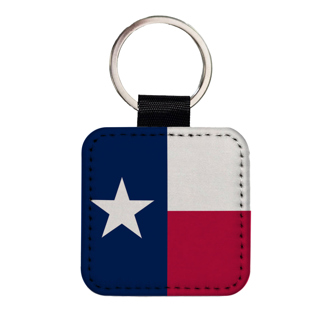 Texas TX State Flag Square Faux Leather Keychain