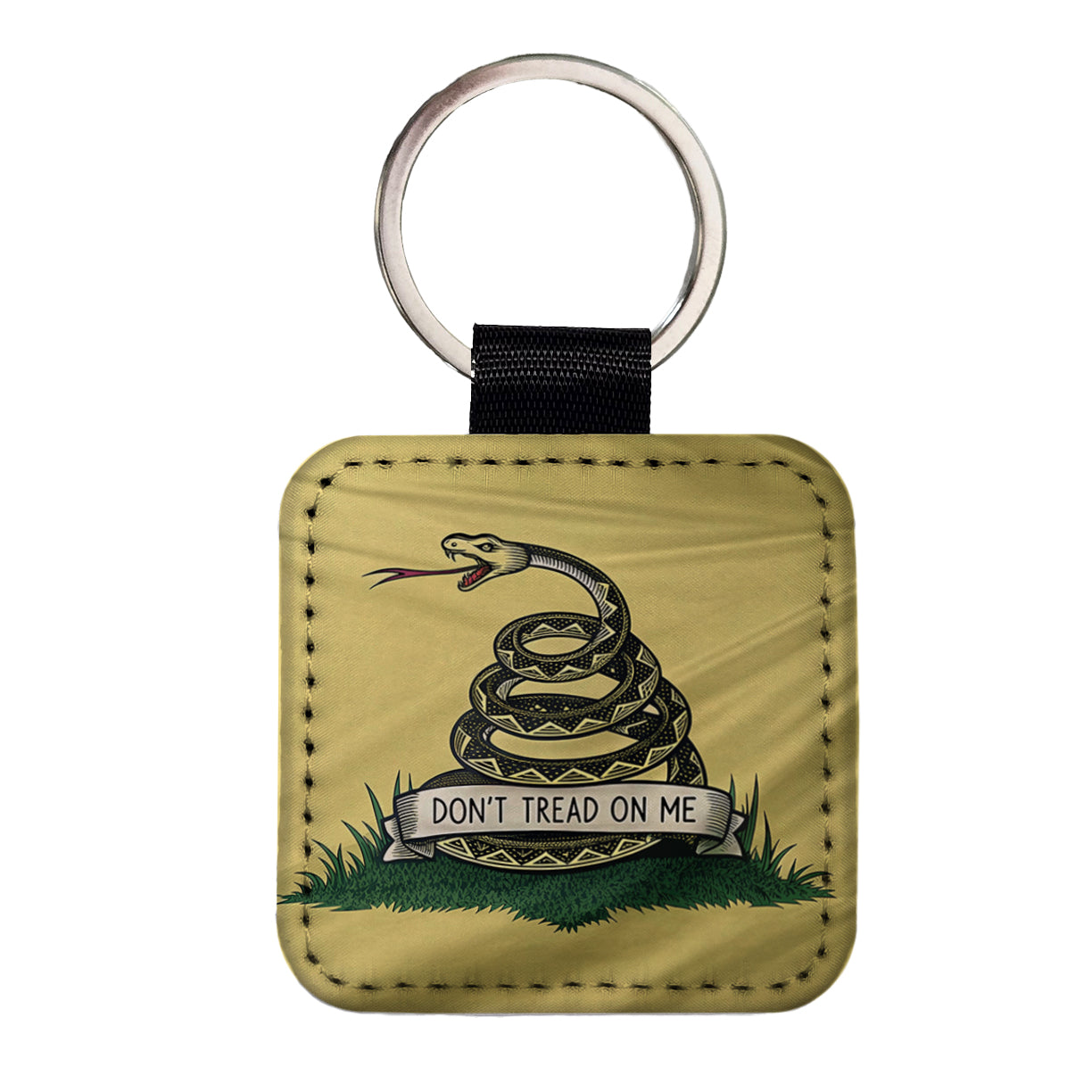 Gadsden Flag Don't Tread On Me Flag Square Faux Leather Keychain