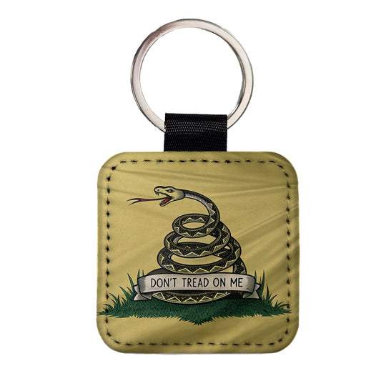 Gadsden Flag Don't Tread On Me Flag Square Faux Leather Keychain