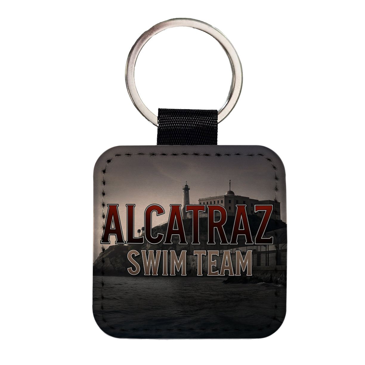 Alcatraz Prison Swim Team Funny Square Faux Leather Keychain
