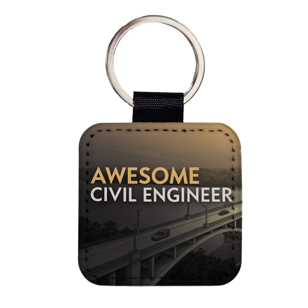 Awesome Civil Engineer Inspirational Square Faux Leather Keychain