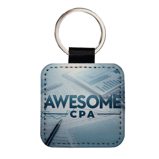 Awesome CPA Inspirational Square Faux Leather Keychain