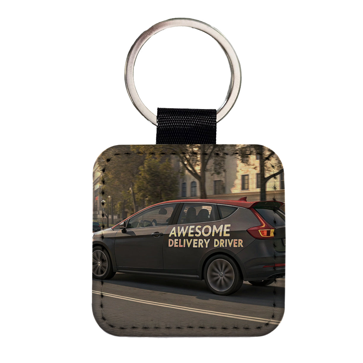 Awesome Delivery Driver Inspirational Square Faux Leather Keychain