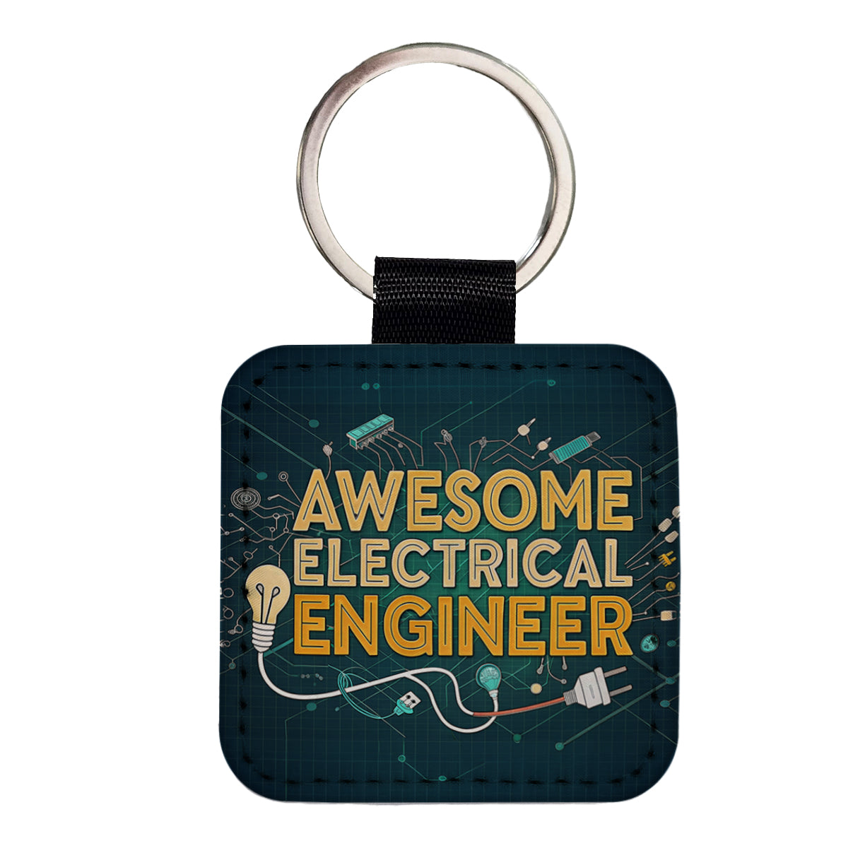 Awesome Electrical Engineer Inspirational Square Faux Leather Keychain