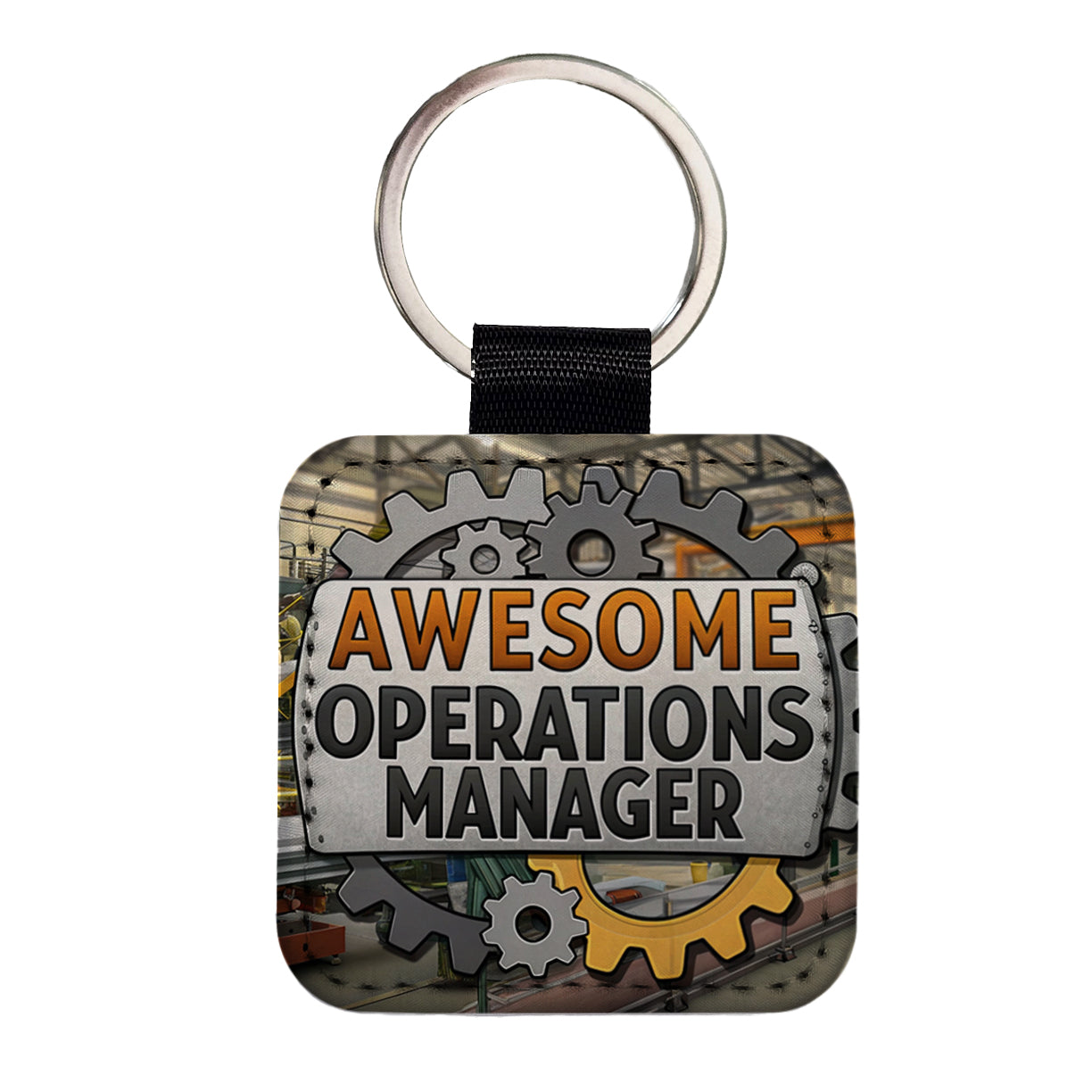 Awesome Operations Manager Factory Manufacturing Inspirational Square Faux Leather Keychain