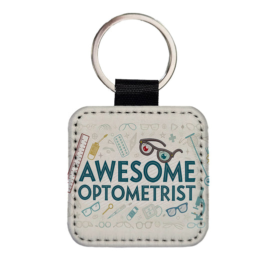 Awesome Optometrist Optical Inspirational Square Faux Leather Keychain