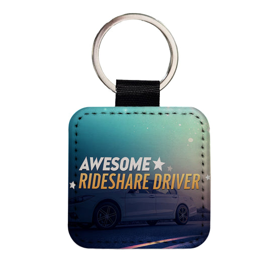 Awesome Rideshare Driver Inspirational Square Faux Leather Keychain