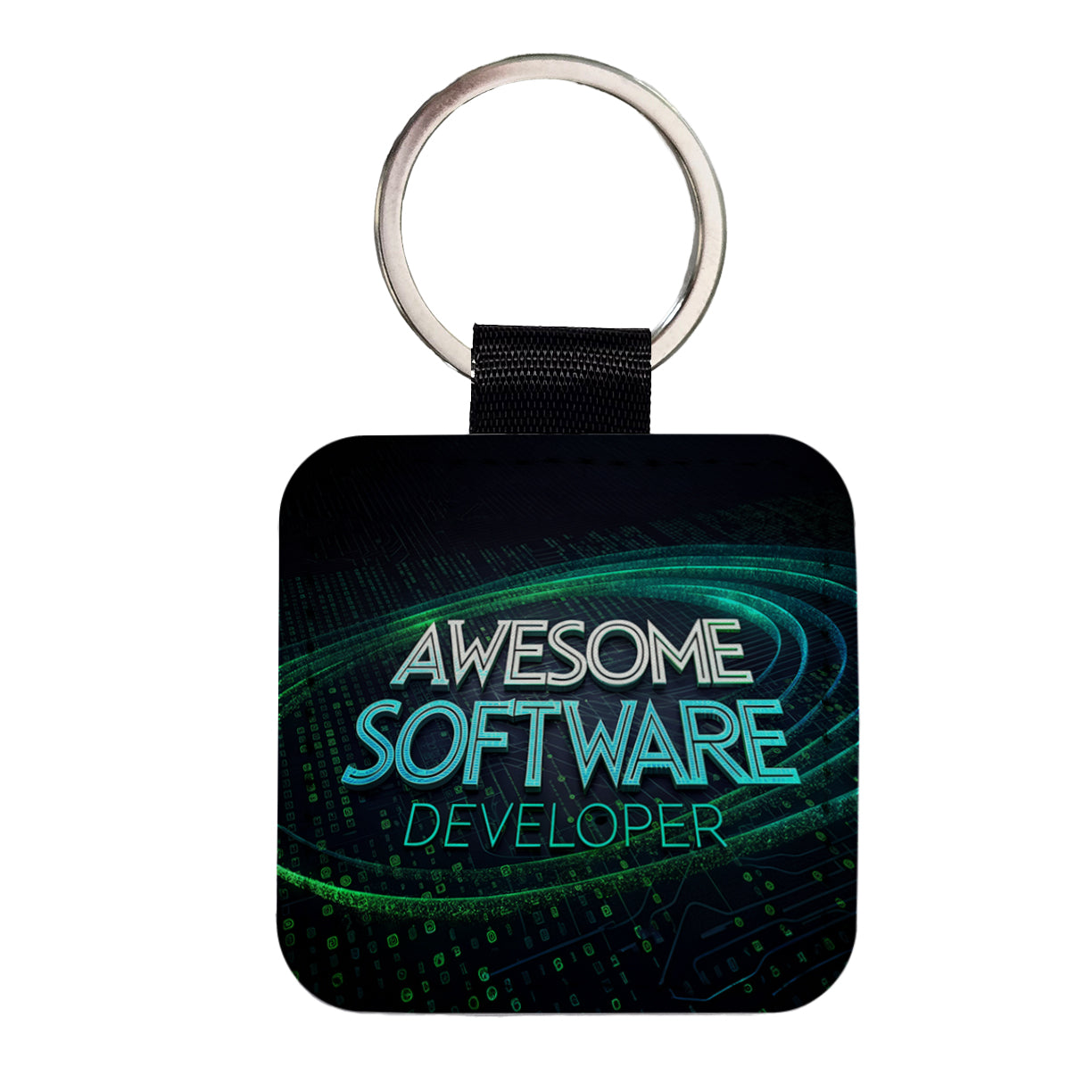 Awesome Software Developer Inspirational Square Faux Leather Keychain