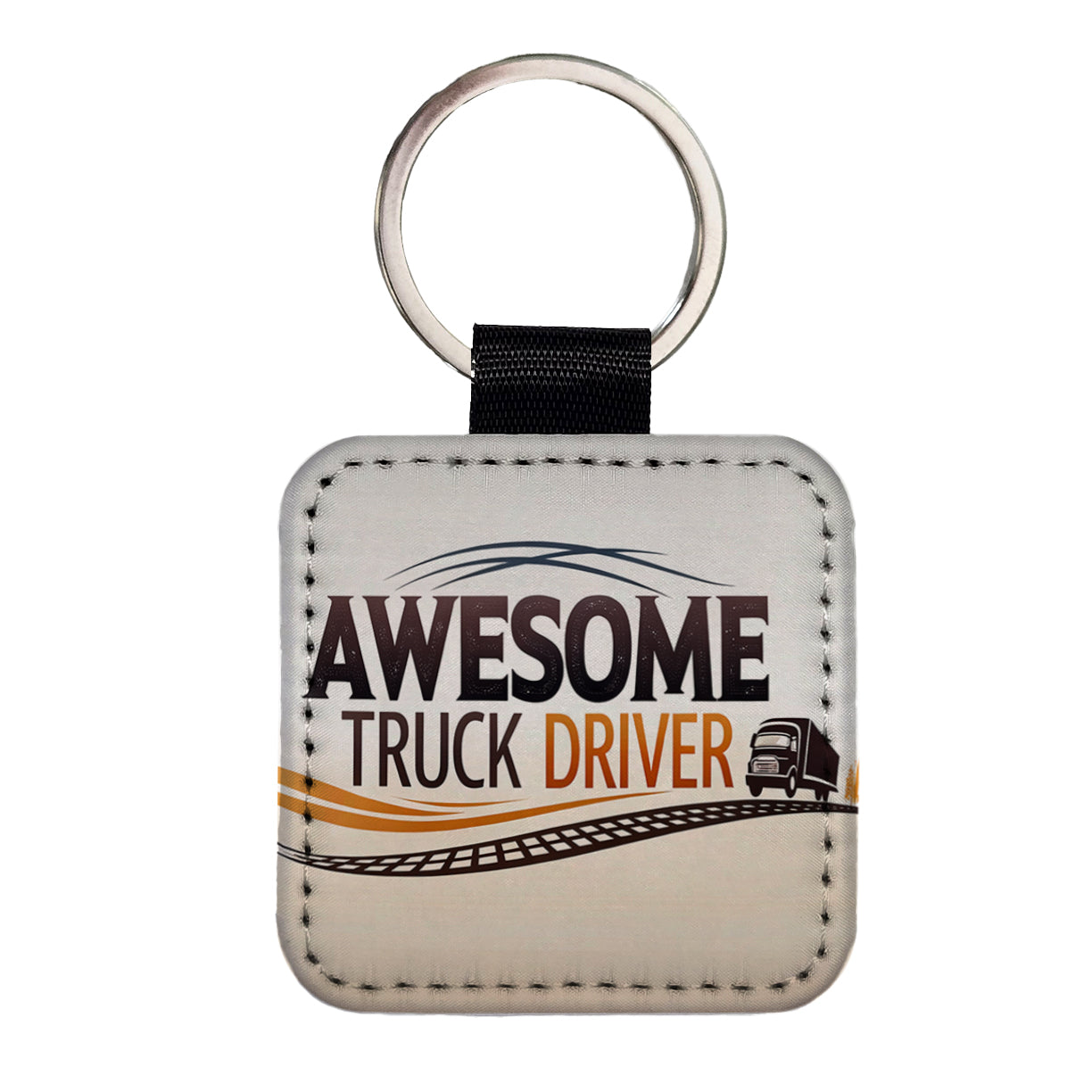 Awesome Truck Driver Inspirational Square Faux Leather Keychain