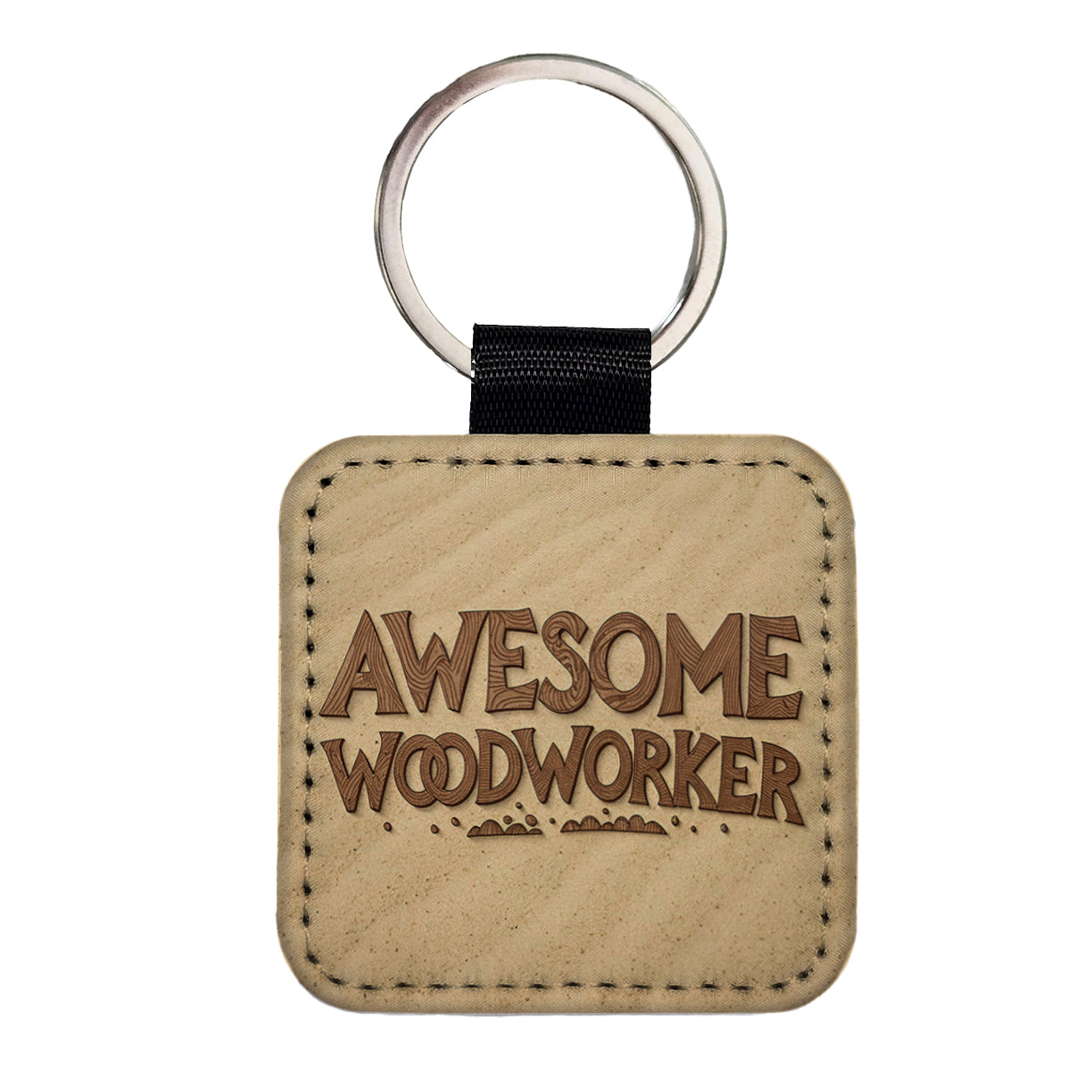 Awesome Woodworker Inspirational Carpenter Square Faux Leather Keychain