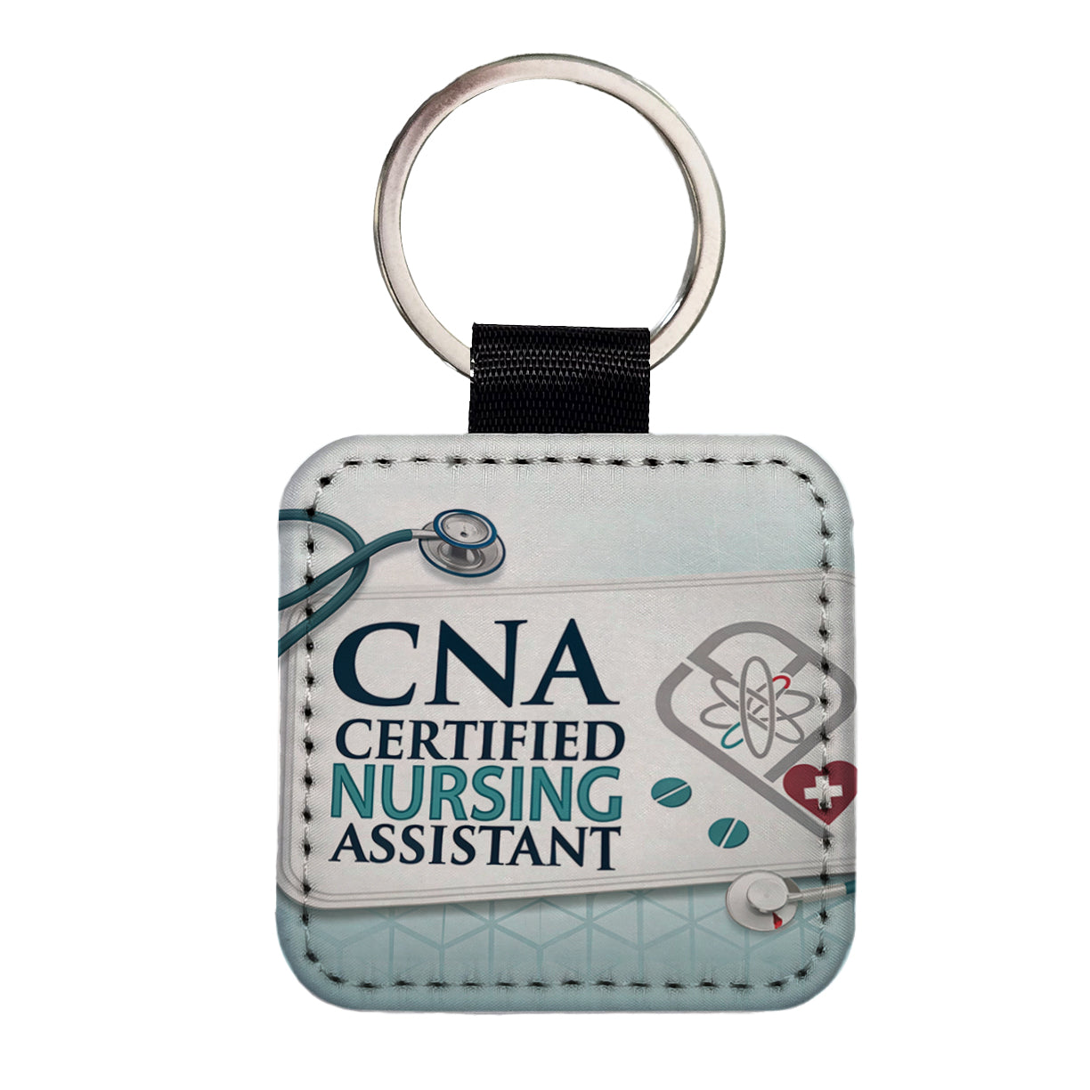 CNA Certified Nursing Assistant Medical Hospital Square Faux Leather Keychain