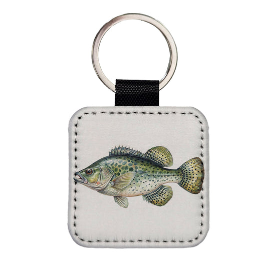 Crappie Fish Watercolor Illustration Square Faux Leather Keychain
