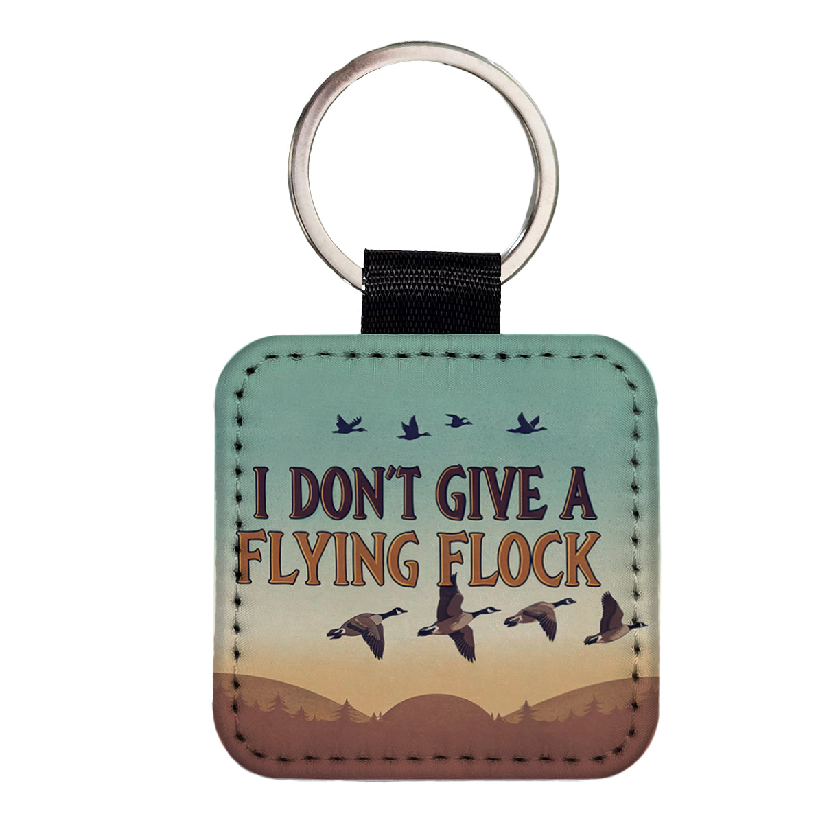 I Don't Give A Flying Flock Funny Saying Square Faux Leather Keychain