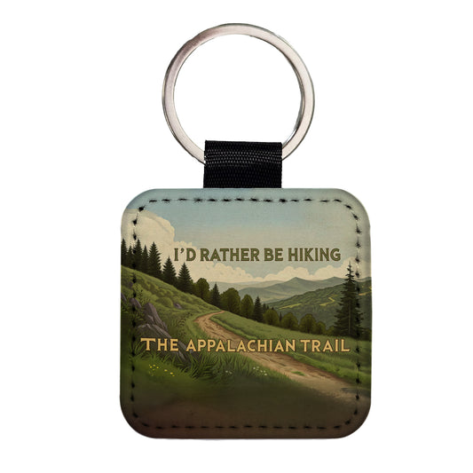 I'd Rather Be Hiking The Appalachian Trail Square Faux Leather Keychain