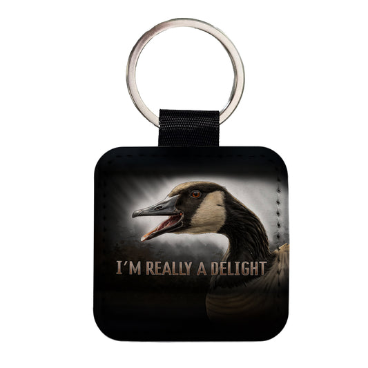 I'm Really a Delight Angry Canadian Canada Goose Funny Square Faux Leather Keychain
